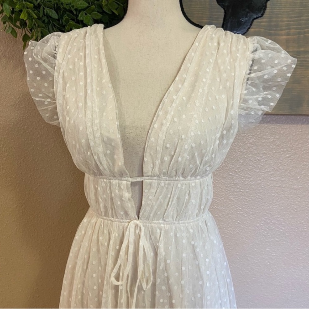 Lulu's Cream Polka Dot Midi Dress - Picture 7 of 11